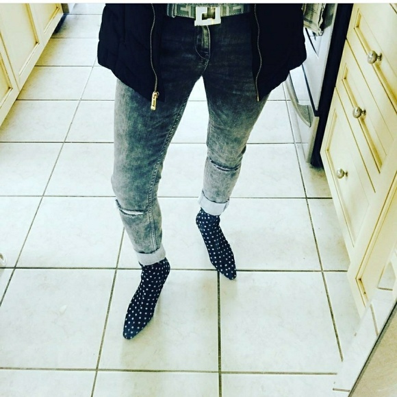 Zara Polka Dot Black & White Ankle Boot 7.5 - Picture 8 of 8